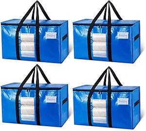 TAILI 4 Pack Blue Extra Large Moving Bags,Storage Bags with Visible Window