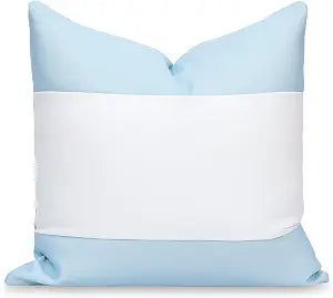 Hofdeco Premium Coastal Patio Indoor Outdoor Throw Pillow Cover Only, 20"x20" Water Repellent for Backyard, Couch, Baby Blue Color Block