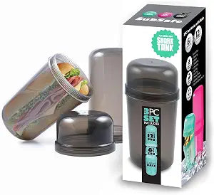 SubSafe 3-Piece Sub Sandwich Container, Charcoal Grey - As Seen on Shark Tank - Waterproof, Crushproof, BPA-Free Food Storage that Floats - Fits 6 & 12 in Subs - Great for Travel, Beach, Camping