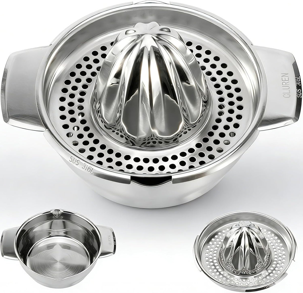 Premium 316L Stainless Steel Lemon Squeezer & Manual Juicer - Heavy Duty Hand Press for Orange, Citrus, Lime | Dishwasher Safe & Anti-Corrosion