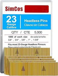 23 Gauge Headless Pin Nails 5/8",3/4",5/6",1",1-3/8", 5000-Pack