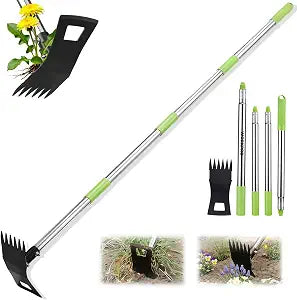 WORKPRO Weed Puller Tool with Long Handle, 2-in-1 Garden Hoe & Weed Rake
