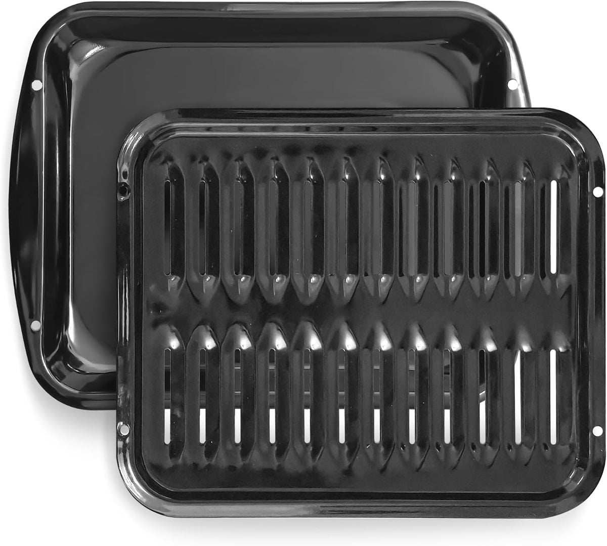 Broiler Pan for Oven Nonstick Porcelain Coated - 16.75'' x 12.75'' Whirlpool 4396923 Replacement Broiling Pan for Oven With Rack for High-Temperatures - Oven Broiler Pan Heats Evenly and Drains Fat