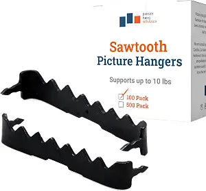 PHS Black Sawtooth Picture Hangers, 1-3/4 in, 100 Pack, No Nails Needed