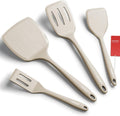 Silicone Spatula Set, 600F Heat Resistant Kitchen Utensils, 4-Pcs, Khaki
