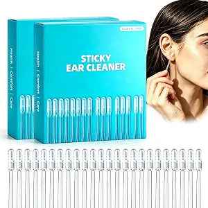 Sticky Ear Cleaning Sticks, Gentle Adhesive Ear Picks for Ear Wax Removal, Reusable Soft Rubber Ear Cleaning Tools, Home Personal Care Kit, 2 Set / 48 PCS