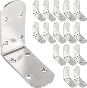 KEILEOHO 16 PCS Heavy Duty L Brackets, 3 x 3 Inch L Corner Brace, Stainless Steel L Bracket, 90 Degree Angle Shape Bracket for Joint Fixation for Shelf, Wood, Chair, Window, Furniture, Cabinet