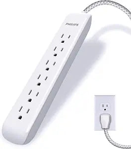 Philips Surge Protector Power Strip, 10 Ft Long Braided Extension Cord