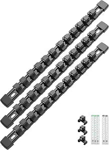 ALOANES 3PC ABS Socket Organizer, Socket Rails Fit 1/2 inch Drive