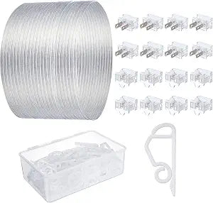 117 Pcs 100FT SPT-1 Electrical Wire Female Male Plugs, Light Clips, Clear
