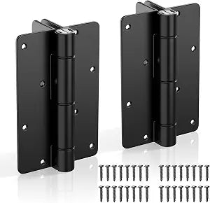 5-3/4" Adjustable Self Closing Aluminum Gate Hinges, Heavy Duty Gate Hinges for Metal Gates, Legged Door Hinges Fence Gate Hinge for Pool Gate, Aluminum Gate, 2pcs, Black