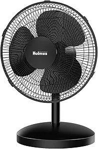 Holmes 12" Oscillating Table Fan 3-Speed Adjustable 15 Tilt Quiet