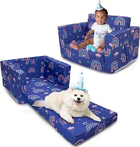 Foldable Kids Couch, 2-in-1 Kids Sofa Chair