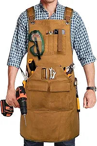 Woodworking Apron for Men, 20 oz Shop Apron Bib Work Apron 9 Tool Pockets