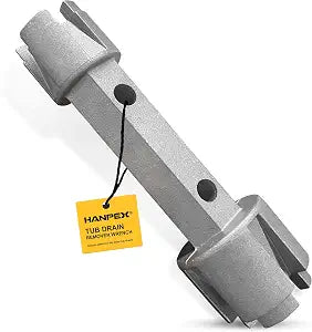 Hanpex Tub Drain Remover Wrench - Dual Ended for Bath & Shower Drains, Closet Spuds - Heavy Duty Aluminum
