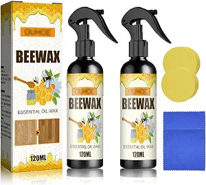 2Pcs Beeswax Wood Polish Spray, Deep Maintenance Furniture Bees Wax Essential Oil Wax for All Wood Furniture Polish and Cleaner.