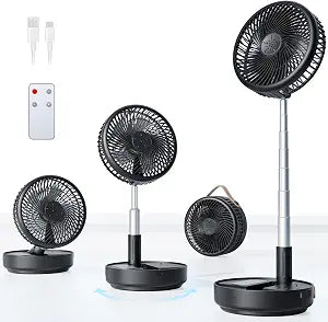 Portable Oscillating Travel Fan, 10400mAh Rechargeable Battery with Remote