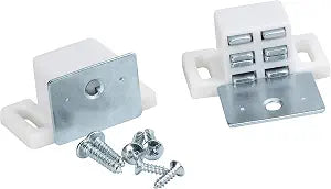 Rok Hardware Heavy Duty 15 lb High Rise Cabinet Magnetic Catch, White/Nickel Cabinet Door Magnet (2, White, Nickel)