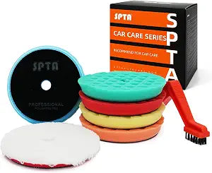 Polishing Pads, 5Pc 6 Inch 150mm Orbital Buffer Polisher Pads and 1Pc Microfiber Buffing Pads, Foam Polish Pad for Compounding, Polishing and Waxing, for 6''/150mm Backing Plate Car Polisher -TPPMIX