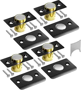 Tonitrui Upgraded Strong Magnetic Door Catch, Replacement for Traditional Door Ball Catch, Quite & Easy to Install, Use for Top of Door, Closet Door, 4 Pack, Black