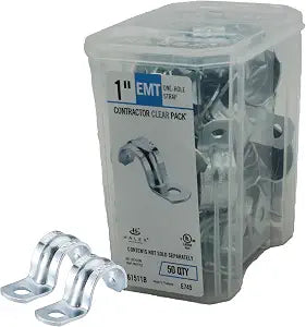 Halex 1 in. EMT Conduit Strap, One Hole, Galvanized Steel, 50-Pack