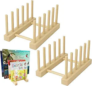 2 Pcs Wooden Kids Bookshelf,Toddler Book Display Shelves Children Book Rack Suitable Kids Rooms, Nursery & Classroom,Mini Bookshelf, Desktop Shelf