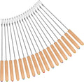 STYDDI Fondue Fork, 18Pcs Stainless Steel Color Coding Fondue Forks with Wooden Handle for Chocolate Fountain Cheese Fondue Roast Marshmallows, 9.5 Inch
