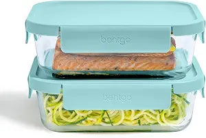 Bentgo Glass Leak-Proof Food Storage Set, 4 Piece, Airtight Lids, BPA-Free
