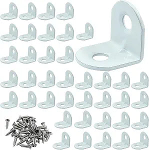 40 Pcs L Bracket Corner Brace 0.63" x 0.63" Metal White