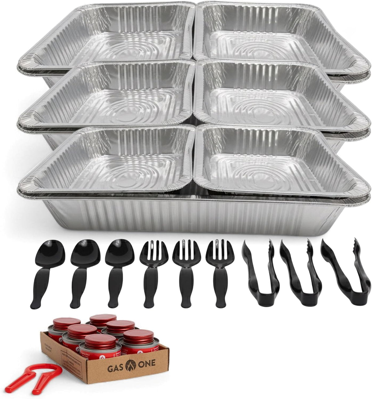 Alpha Living Large Full Size Refill Kit Disposable Chafing Buffet with - Utensils, Fuel Cans Only - Premium Chafing Dish Set for Events, Parties, Catering