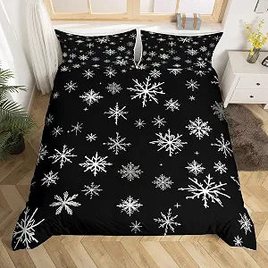 Erosebridal Winter Snowflake Duvet Cover Set King Size, 3 Piece