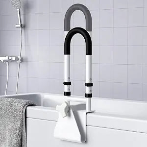 Adjustable Bathtub Safety Rail, Bathtub Handle Grab Bar with Non-Slip Grip for Seniors, Elderly, Fits 3.1 to 6.7 Inch Tub Walls, Supports 300 lbs