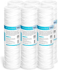 Membrane Solutions 5 Micron 10"x2.5" String Wound Whole House Water Filter Replacement Cartridge Universal Sediment Filters for Well Water - 6 Pack