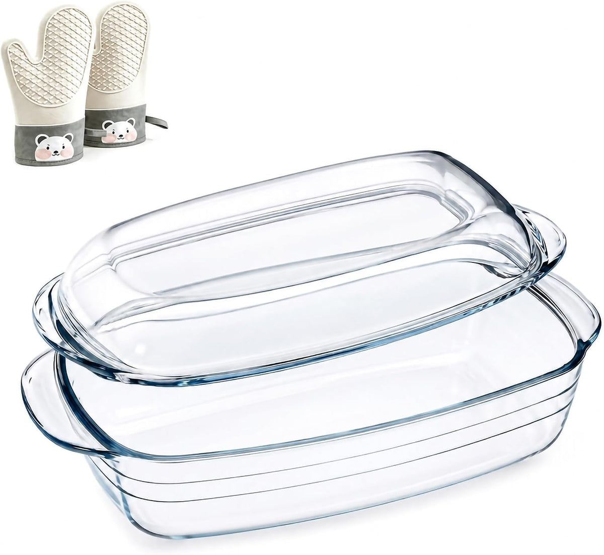 Borosilicate Glass Baking Dish with Glass Lid (4.5, Quarts)