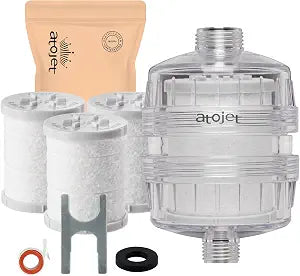 Aqua Pure Shower Filter Influenced by Koreas Beauty Tradition - Relieves Dryness and Irritation While Improving Skin and Hair - 1 Year Set (JNE600T-SET-1YR)