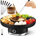 LUSHYUM Electric Chocolate Fondue Pot Set, 4-Cup Chocolate, Rotating Tray