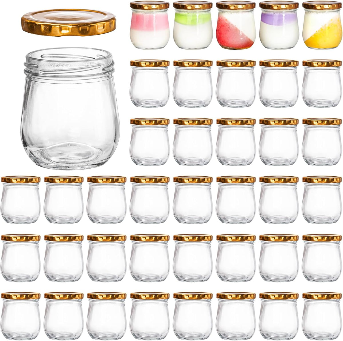 WRINGKIT 40 Pack Glass Mason Jars with Lids, 6 Oz Small Jam Canning Jars