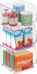 iDesign Stackable Open-Front Storage Bins, Set of 3, Clear