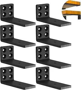 Heavy Duty Hidden L Shelf Brackets 5 Inch Long Wall Mounted Shelf Bracket Metal Floating Shelves (8 Pack)