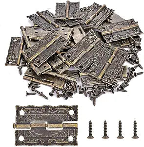 40Pcs Antique Bronze Engraved Hinges Repair Hardware for Wooden Jewelry Boxes