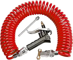 Air Seat Blow Gun Kit for Semi Truck, 30FT(9M) Coil & 2 Nozzles, Red