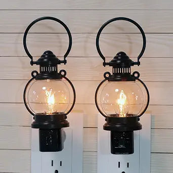 Vintage Night Light Plug in, Dusk to Dawn Sensor, 2 Pack, Black