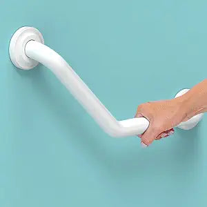 16inch Angled Grab Bar for Stud Mount, Bathroom Mobility Aid, ADA Compliant Heavy Duty 500lbs Support, Rustproof Stainless Steel (White)
