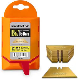 Berkling 50-Pack Titanium Plated Utility Blades, SK2H Steel, 3x Sharper