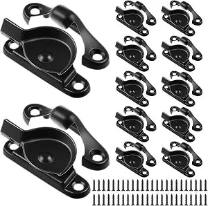 Hicarer Zinc Window Sash Lock Casement, Matte Black, 12