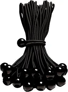 50-Piece YELIER Ball Bungee Cord (Black, 4"), UV Resistant, Antioxidant, Secure Tie Down
