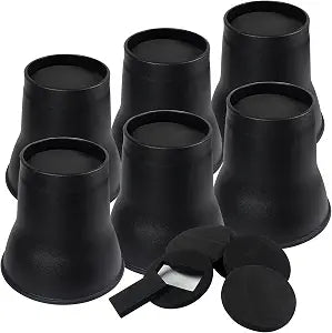 DEDU Bed Risers 6 Inch Heavy Duty 6 Pack, Furniture Risers with Caster Pads Supports Up to 6600 Lbs, Round Couch Risers for Sofas, Desk (Black)