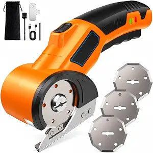 Electric Cardboard Cutter with 3 Tungsten Steel Blades, 2500mAh Battery, LED Light, High-Torque Motor, Electric Scissors For Fabric, Cardboard, Leather, Carpet, Wire Rope Cutters