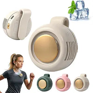 Brabantia Portable Mini Clip On Fan, Clip-On Bladeless Fan For Shirt with 3 Speeds Mini Portable Fan for Waist Clips Suitable for Outdoor, Office, Travel, Sporting (White)