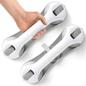 Grab Bars for Bathtubs Showers - 2 Pack Bath Shower Handles for Senior with 3 Suction Cups, 11 Inch Bathroom Heavy Duty Safety Grip Bar, Removable No Drilling Handrail Handicap for Elderly